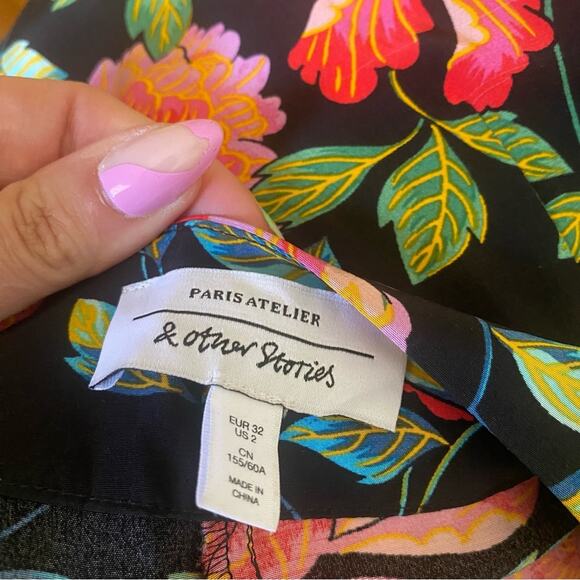 & Other Stories Peony Print Trousers - Picture 3 of 9